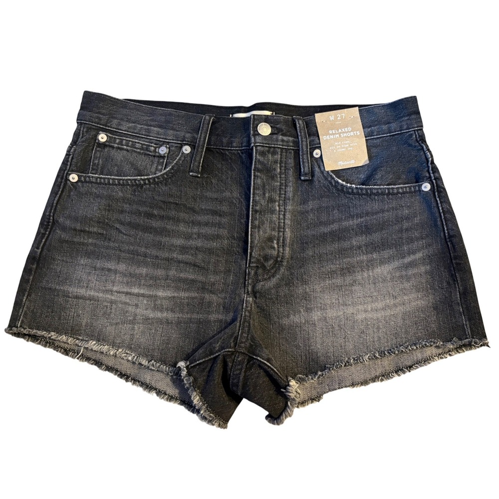 Madewell Womens Jean Shorts Faded‎ Black Size 27 Cut Off Button Fly Festival NWT